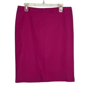 Worthington Pencil Skirt Fuschia 10 Hot Pink Midi Cotton Spandex Career Chic NEW